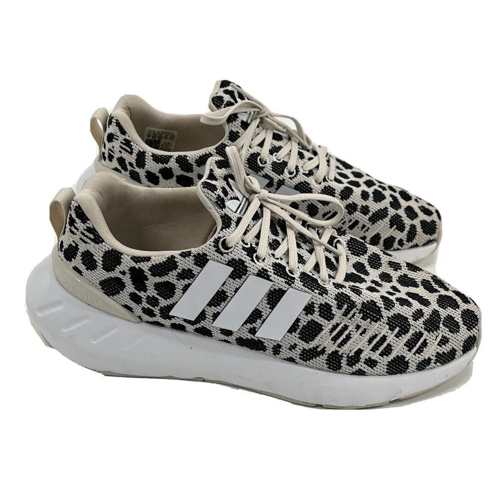 Adidas Swift Run 22 Black White Animal Print Sneakers Womens Sz 7